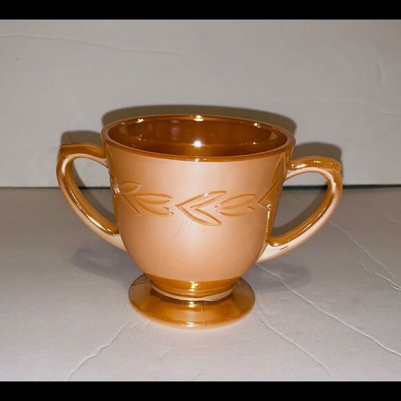 Fire King Peach Lustre sugar creamer set - Picture 4 of 5